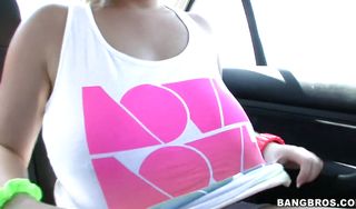 Awesome Sierra Skye with large natural tits gets throat fucked before riding meat