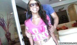 Delicious Melrose Foxxx with round tits gives an expert blowjob
