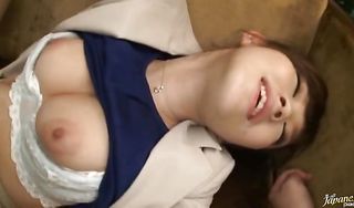 Angelic japanese chick Mei Miura with huge tits lustfully rides a big cock