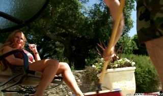 Fresh busty blonde Nikki D takes her clothes off for you