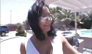 Engaging floosy Sandra Romain with firm natural tits bangs hard